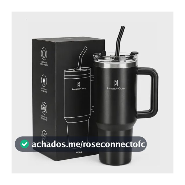 Copo Térmico Gigante 1,2l Inox Com Tampa E Inox Canudo Cor Preto Cor Pura / Material Fosco