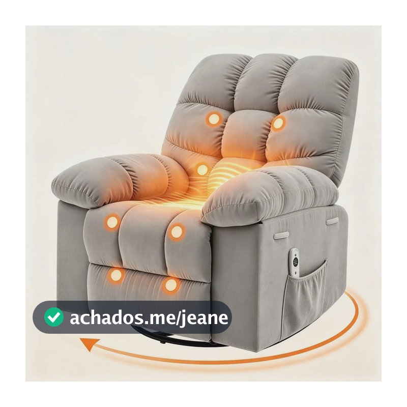 Poltrona Massageadora Reclinável com Aquecimento e 8 Pontos Vibratórios Cinza