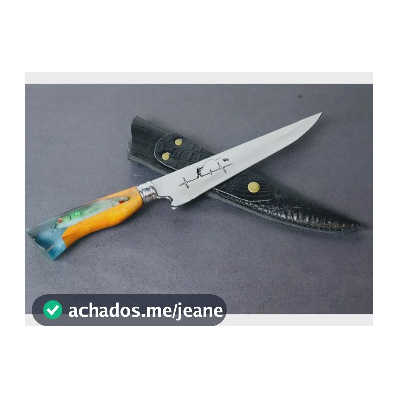 Faca Artesanal Churrasco Aço Inox Pescaria 9 Polegadas Pescador No Rio