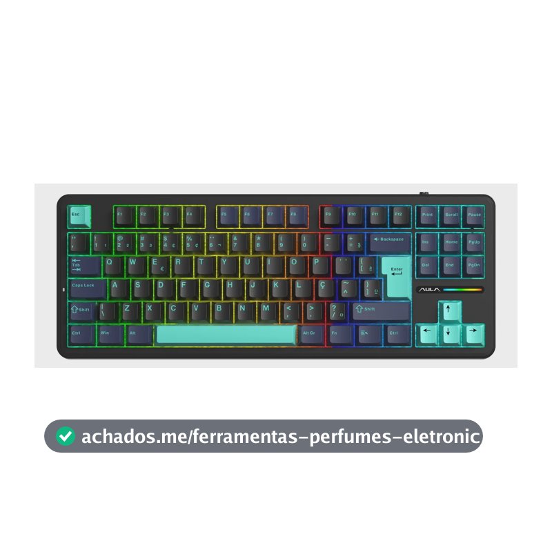 Teclado Mecânico Aula F87 Sem Fio Verde/preto Hotswap Abnt2 Verde/preto Português Brasil