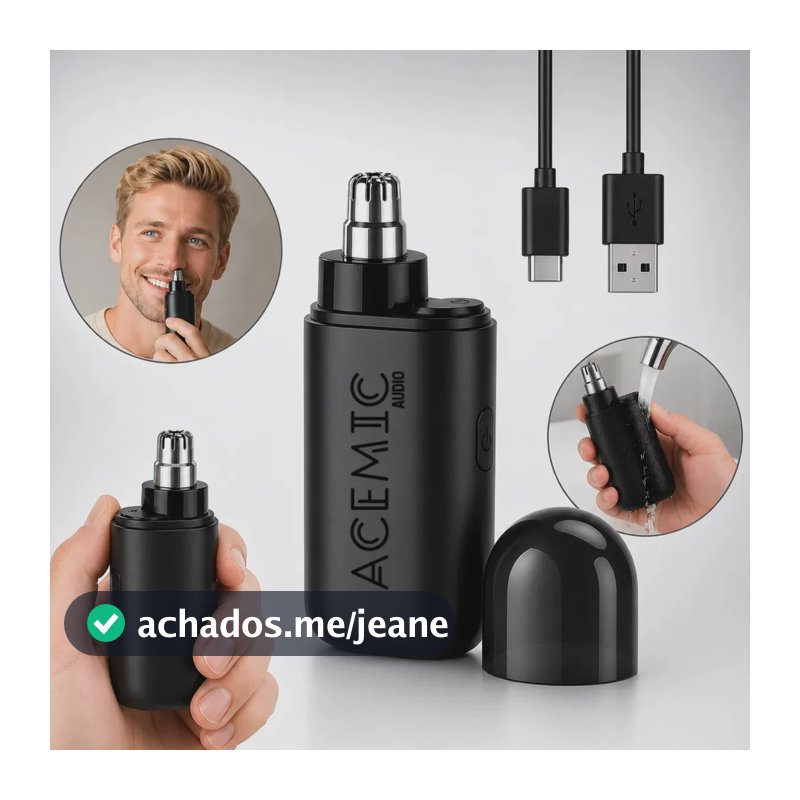 Aparador De Pelos Nariz E Orelha Elétrico Recarregável Sem Fio Acemic Preto Cortador Nasal Portátil Masculino E Feminino Para Higiene Pessoal Remoção De Pelos Com Praticidade E Precisão
