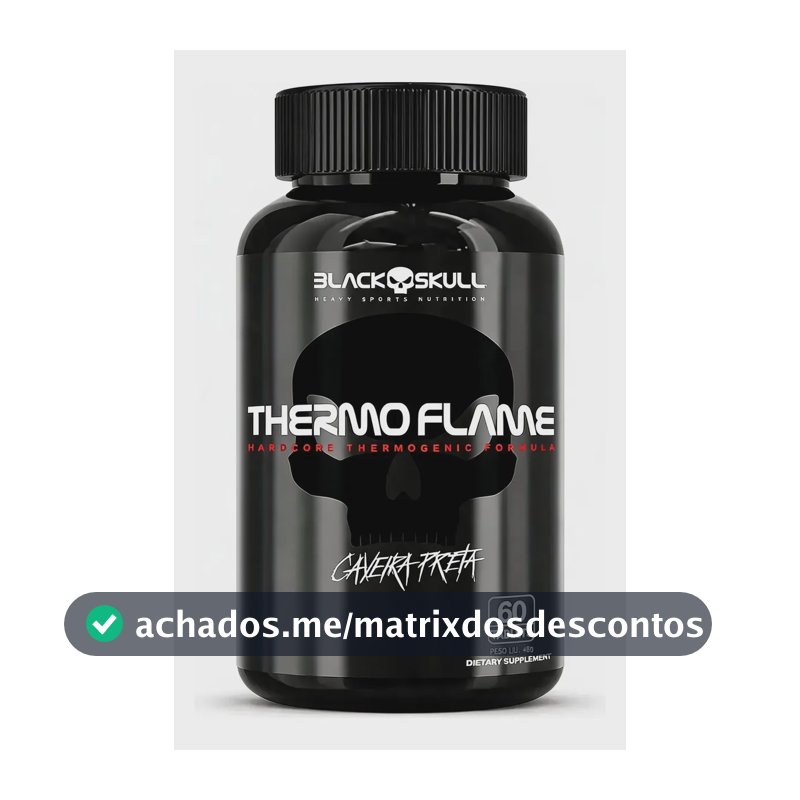 Termogenico Thermo Flame Black Skull 60 Tabletes Cafeina Sem Sabor