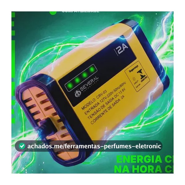 Carregador Bateria Automotivo 12v Até 300 Amperes, Carga Lenta 2a, Inteligente, Portátil, Carro, Moto, Caminhão, Jet Sky, Empilhadeira, Bivolt 110/220v Several Importados