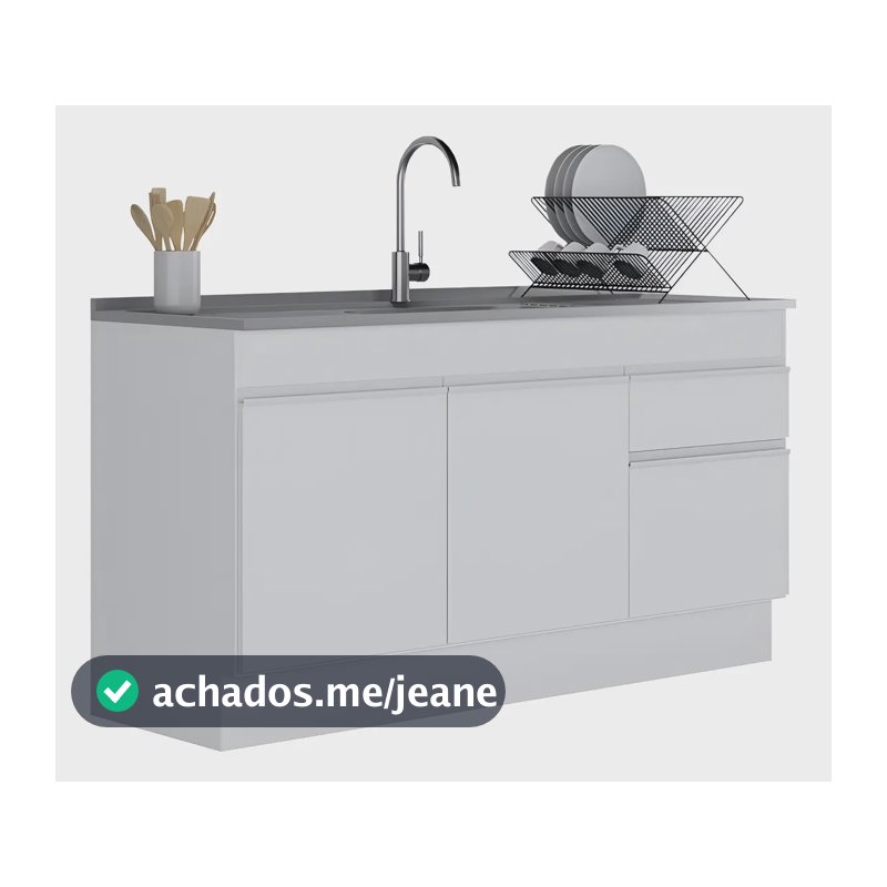 Balcão Cozinha Gabinete Pia 150cm Veneza Multimóveis V2115 Cor Branco