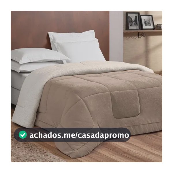 Coberdrom Casal Dupla Face Canvas - Casa Com Casa - Bege