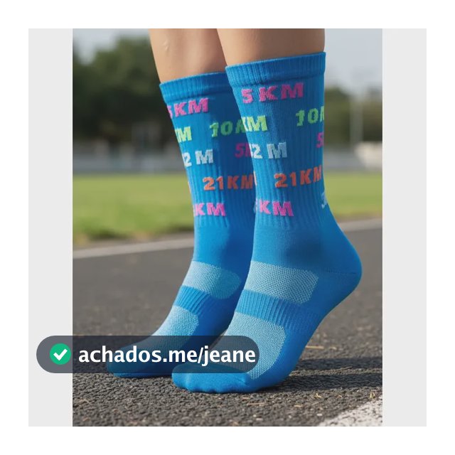 Meia Cano Alto Km Dry Poliamida Corrida Caminhada Pedal Azul-turquesa 35-41