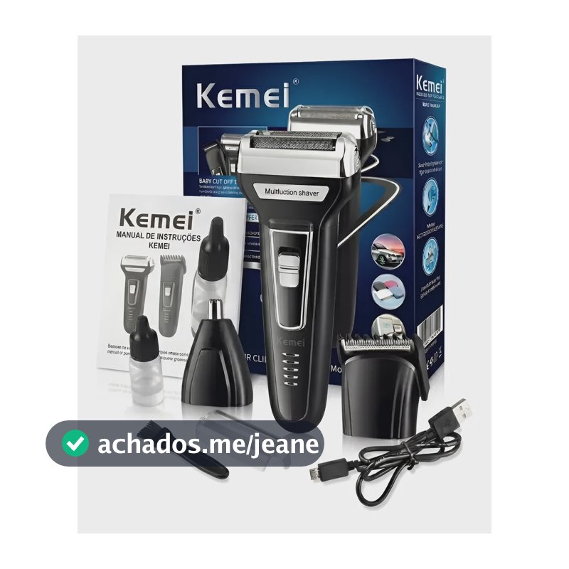 Máquina De Cortar Barbear Kemei 6559 Aparador Nariz Cabelo Preto 127/220v