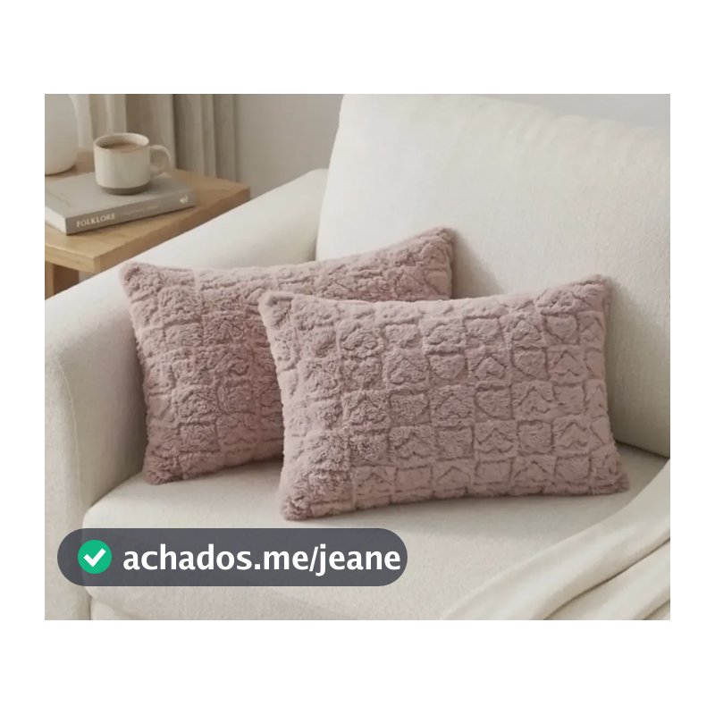 Kit 2 Capas De Almofada Pelúcia 30x50 Macia Baguete Cama Rose Coração
