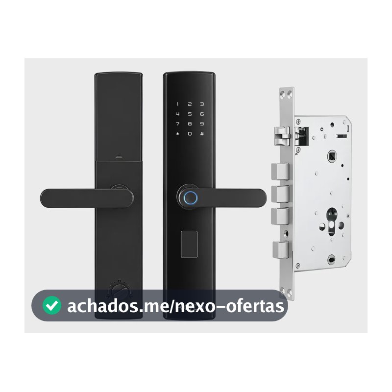 Fechadura Com Biometria Chave Digital Com Chave Nfc Preto