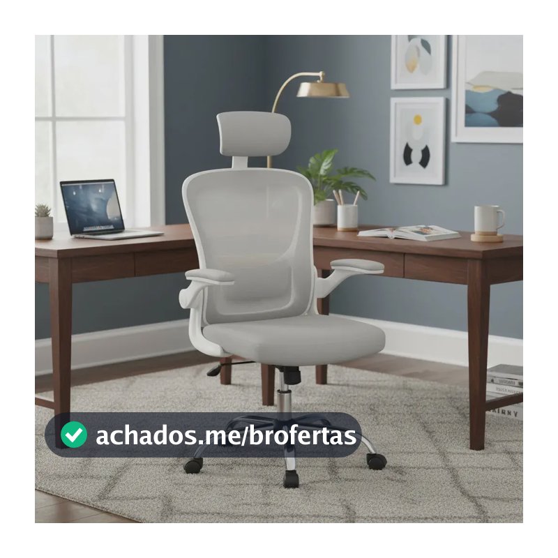 Cadeira De Escritório Ergonômica Giratória B100 Boston Cinza Laudo NR-17 Com Estofado Mesh Com Ajuste Lombar Luvinco