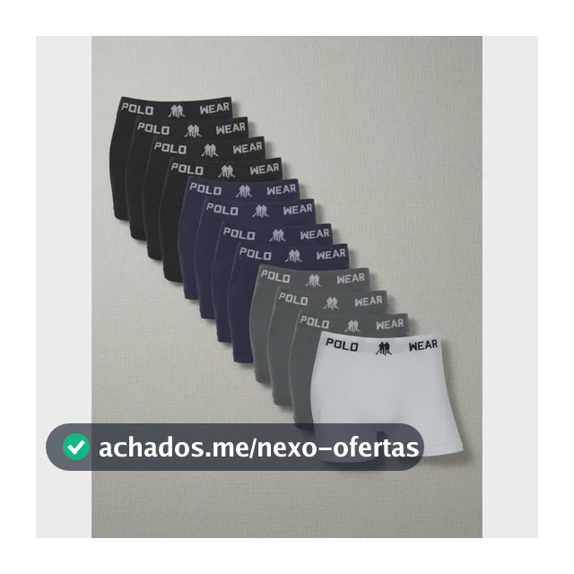 Kit 12 Cuecas Boxer Polo Wear Masculino Microfibra Liso Branco, Cinza, Preto E Azul Marinho Liso P