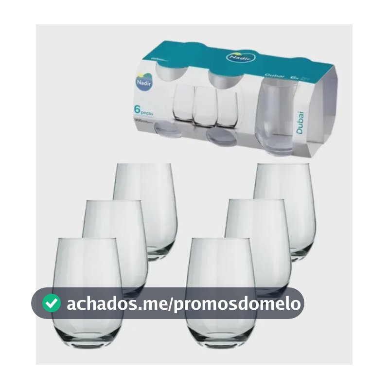 Kit 6 Copos De Vidro 480ml Nadir Figueiredo Dubai Long Drink