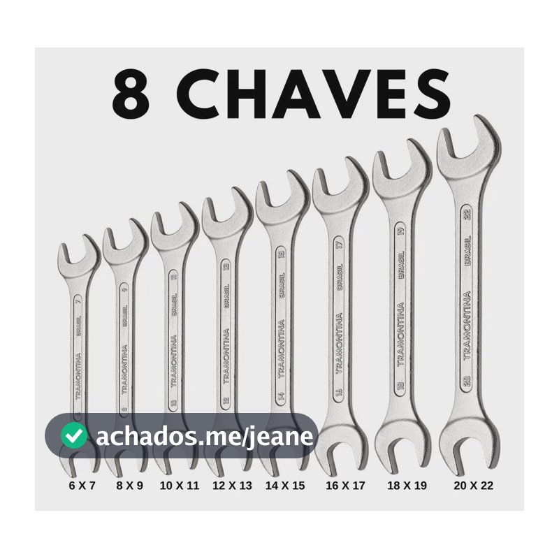 Jogo Chaves Fixas Tramontina Basic Corpo Em Aço Cromado 8pçs