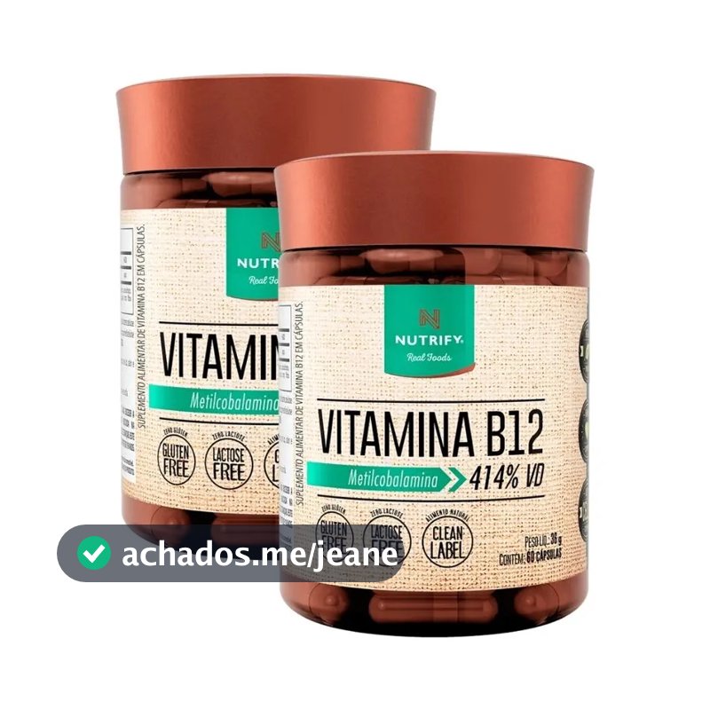 2 Potes Vitamina B12 Metilcobalamina - 60 Cápsulas Nutrify