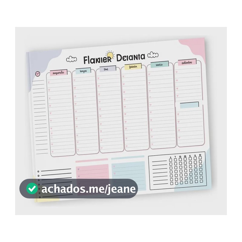 Bloco Planner Semanal Diario Mesa Destacável A4 Organizacao Branco 2027