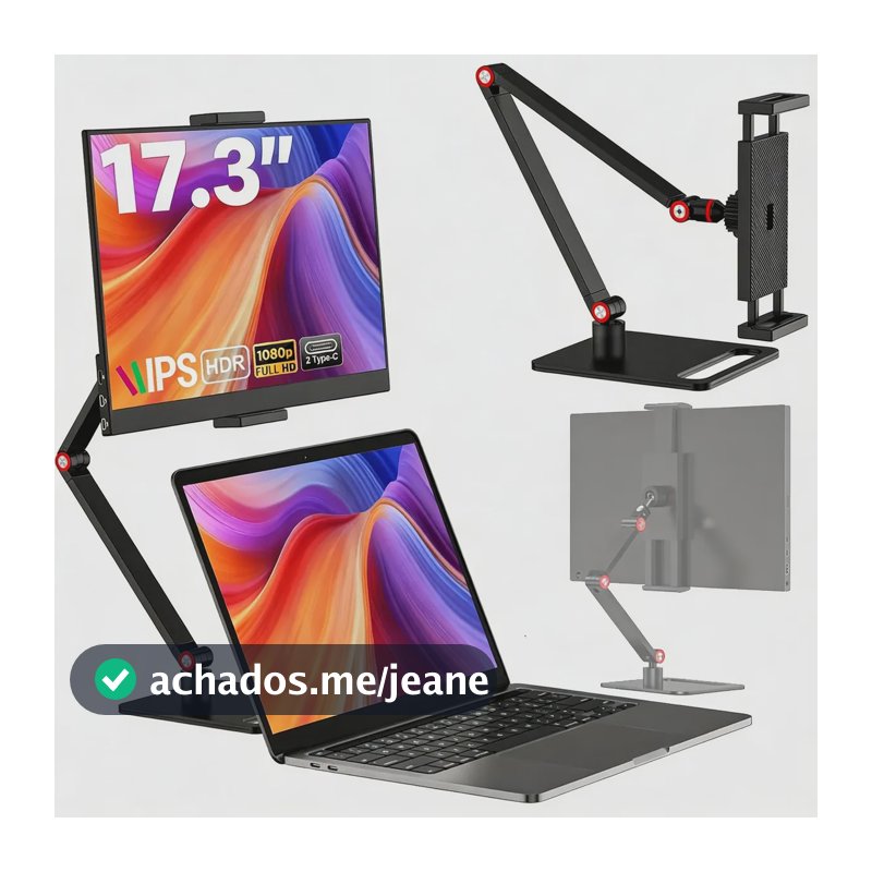 Suporte Portátil Para Monitores De 6-17.3   Ajustável Tablet Preto