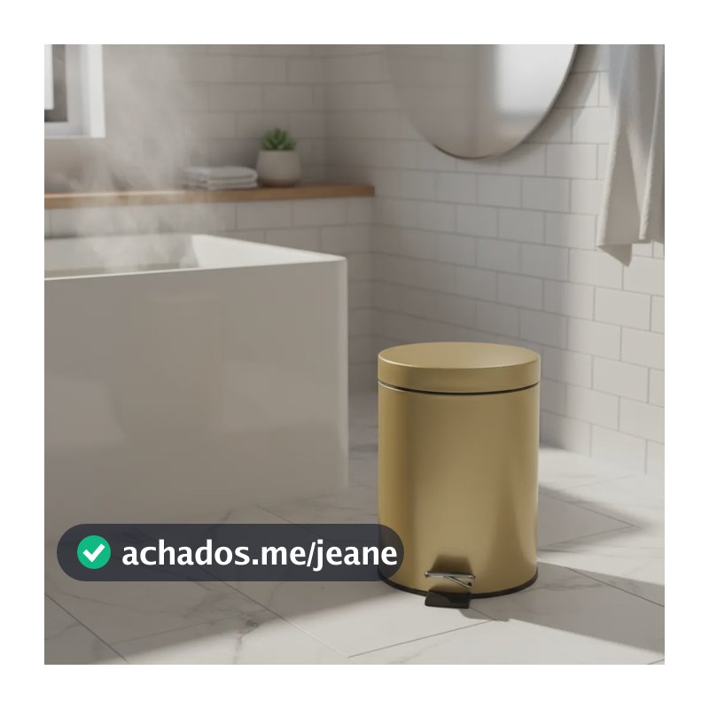 Cesta Lixeira Inox Dourada Gold 5l Pedal Banheiro / Cozinha Dourada Gold