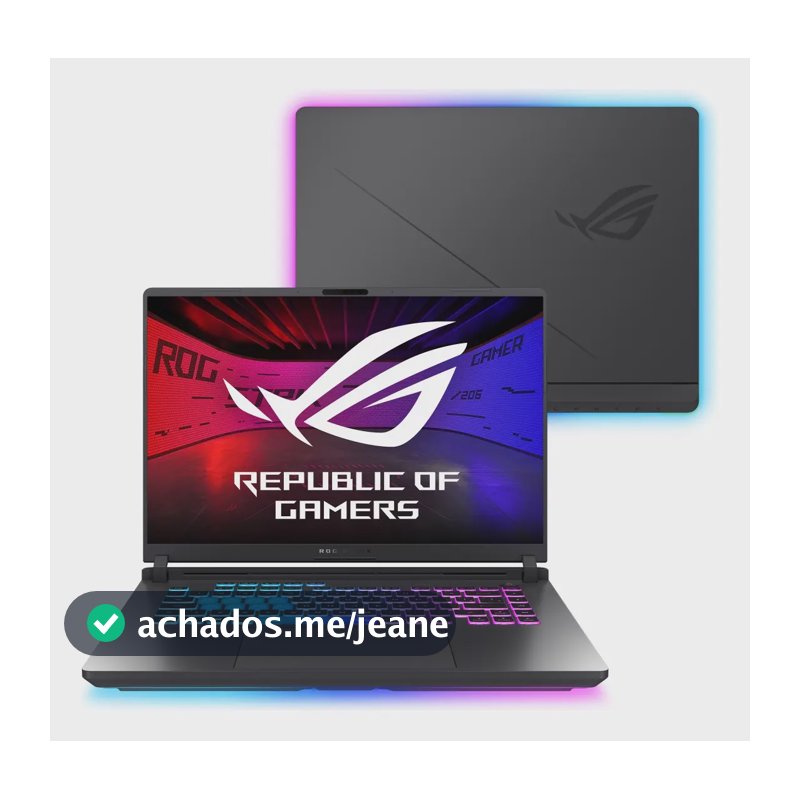 Notebook Asus Rog Strix G16 Nvidia Geforce Rtx 5060 Intel Core I9 14900hx 2,2 Ghz 16gb Ram 512gb Ssd Windows 11 Home Tela 16  240hz Eclipse Gray - G615jmr-s5001w