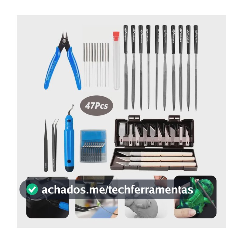 Kit 47 De Acessorios Ferramentas Completo Para Impressão 3d Manuais Orginal Novo Estilete Pinças Agulha Inox Agulhas De Limpeza De Bico Alicate Para Bambu Labs 0.2/0.25/0.3/0.35/0.4mm Acabamento