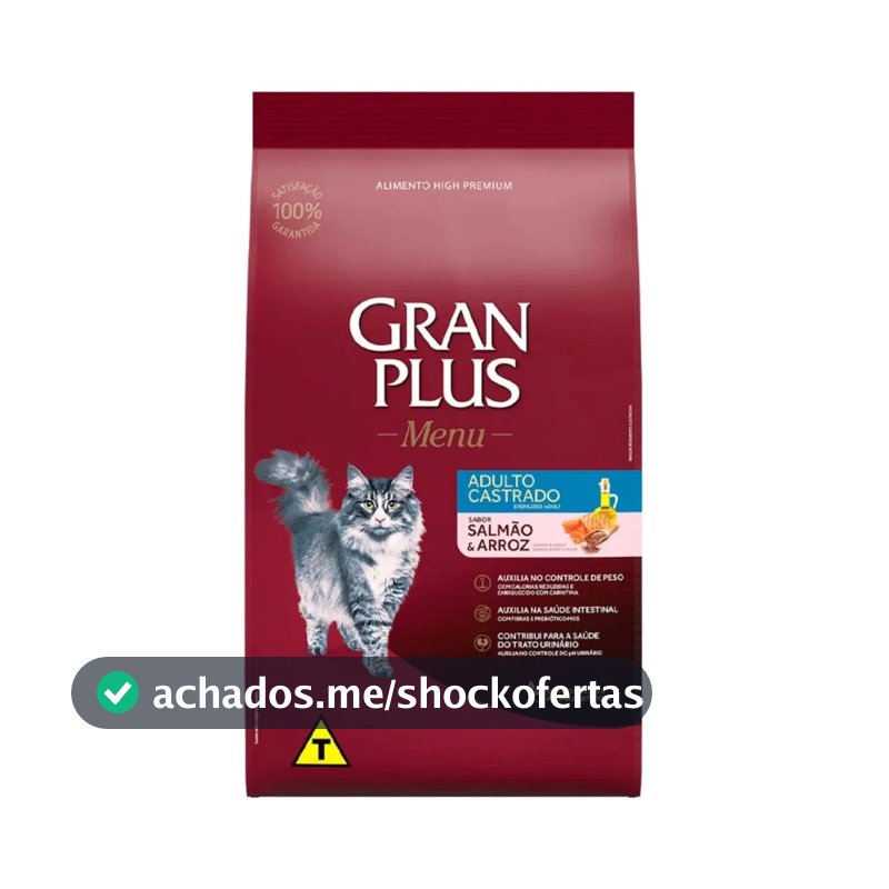 Gran Plus Menu Castrados Para Gato Adulto Sabor Salmão Y Arroz De 10.1 Kg