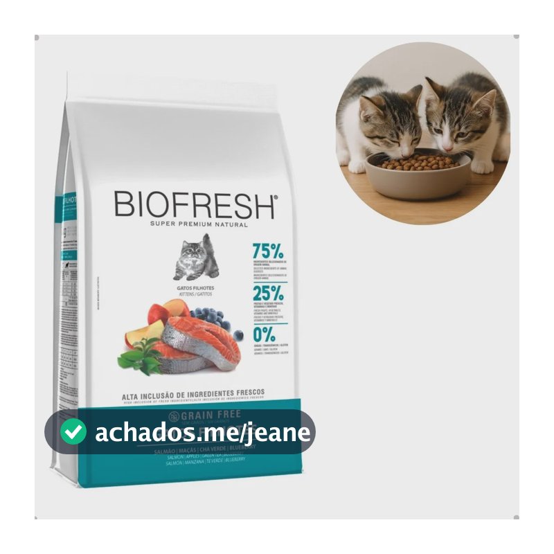 Ração Seca Biofresh Gatos Filhote Salmao, Cha Verde E Bluebe