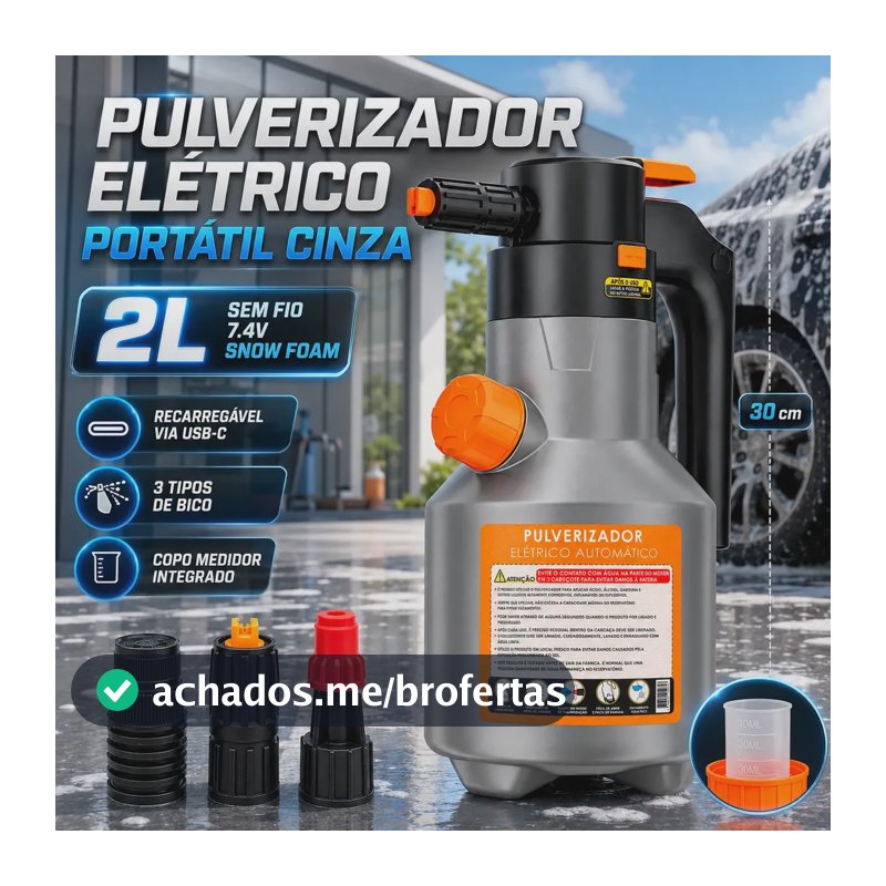 Pulverizador Elétrico Alta Pressão Para Lavagem Automotivo Limpeza Detalhamento Jardim Uso Geral Híbrido Cor Cinza