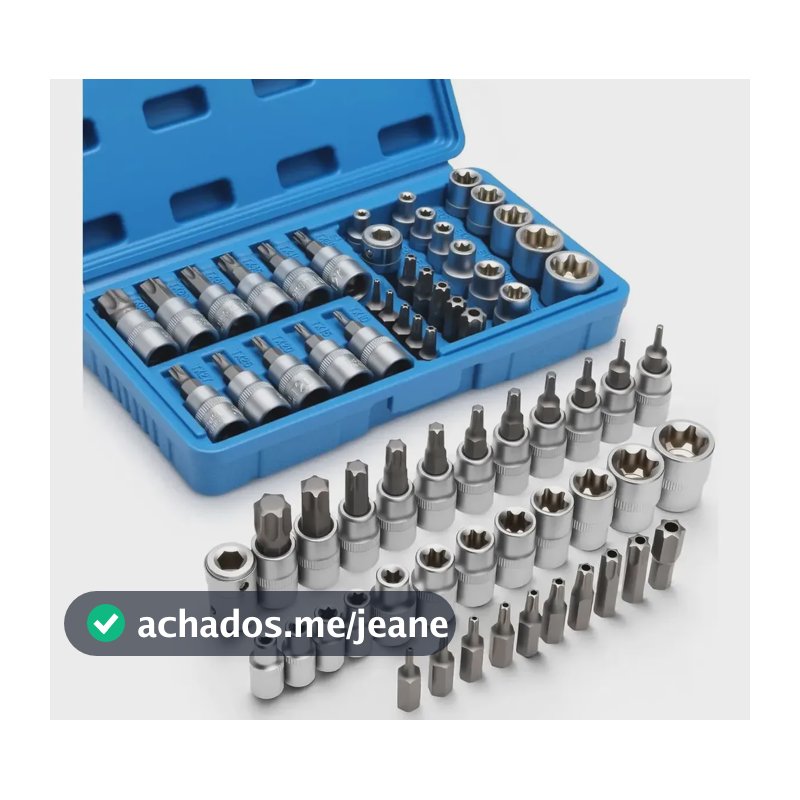 Kit Jogo Soquetes Torx 34 Peças Macho Femea 1/4 E 3/8 Aço