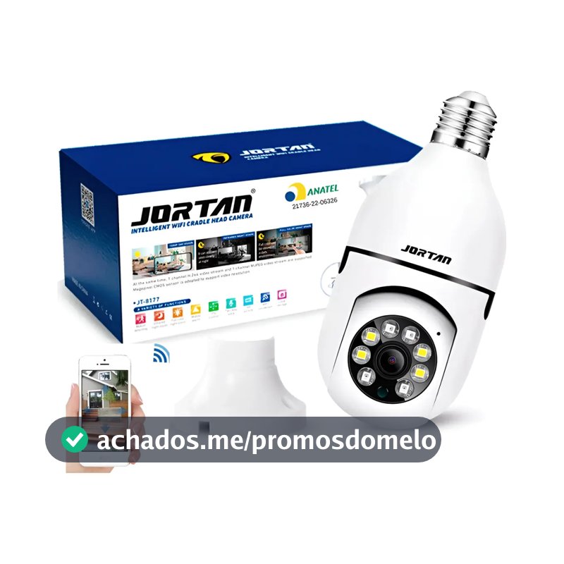 Câmera Lâmpada Segurança Inteligente Visão Noturna Hd Wifi Cor Branco