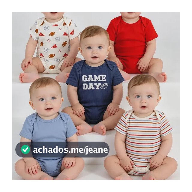 Kit 5 Bodies Bebê Algodão Canelado Manga Curta Azul 9m Xadrez