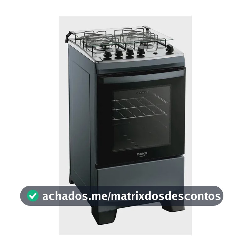Fogão 4 Bocas Dako Supreme Mesa de Inox A Gás Titanium Bivolt