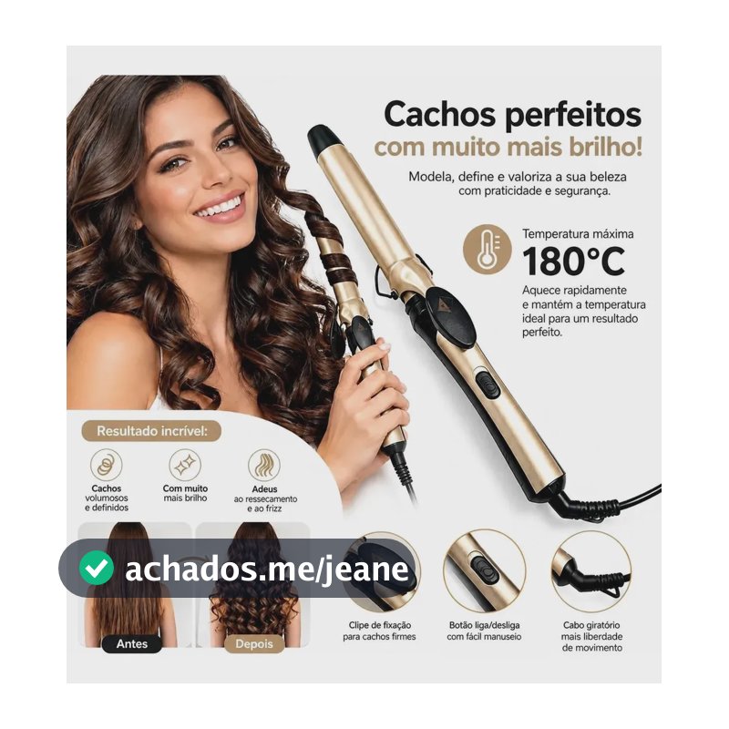 Modelador De Cachos Profissional 25mm Bivolt Para Cabelo Dourado 127/220v