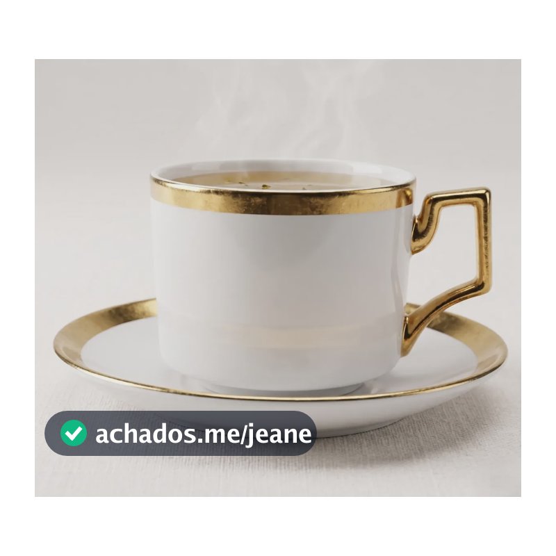 Conjunto 4 Xícaras Chá Porcelana Olimpo Filete Dourado 200ml Dourado Olimpo