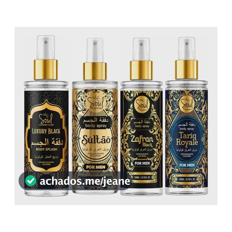 Body Splash Árabe C/4 Perfumes Masculino De Alta Fixação Soul Cosméticos 200ml - Cuidados de maria