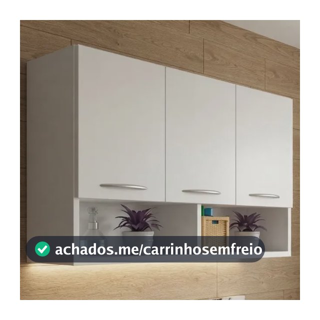 Armário Aéreo Suspenso Em Mdp 90x62x27 C/ Espaço Decorativo Branco