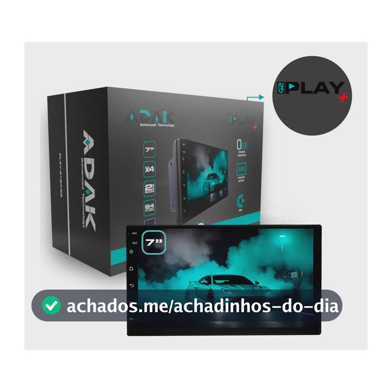 Central Multimídia Adak 7" Android 14 64GB GPS Bluetooth CarPlay QLED