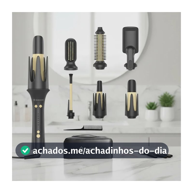 Modelador De Cabelo Automático 7em1com Cabeça Intercambiável Preto