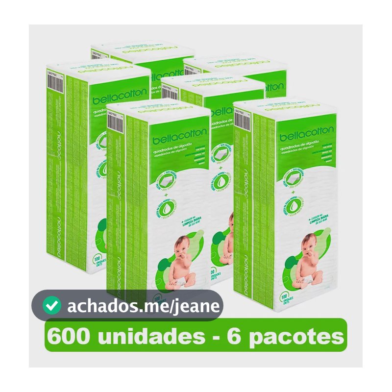 Kit Algodão Bellacotton Quadrado Para Bebê - 6 Pacotes