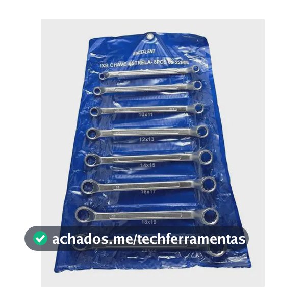 Jogo De Chave Estrela Estriada 8 Peças 6mm A 22mm Cor Cromado