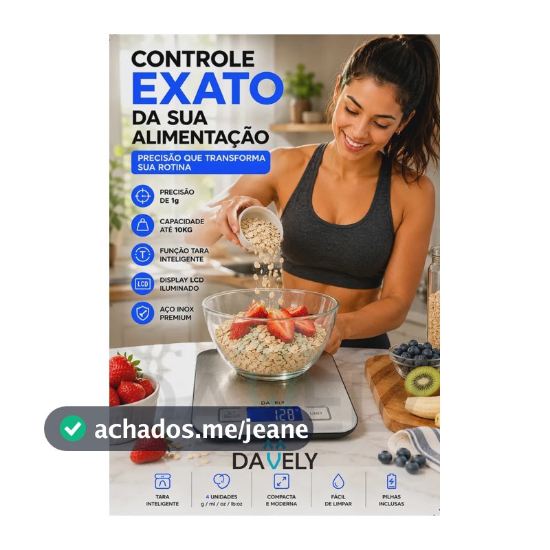 Balança Digital Cozinha 10kg Touch Alta Precisão Portátil Balança de Cozinha Profissional Para Pesar Alimentos Confeitaria Dieta Fitness Nutricional Eletrônica Display LCD Aço Inox Função Tara Davely