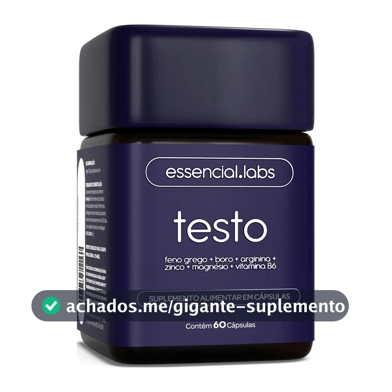 TESTO ESSENCIAL - Fórmula Exclusiva com Feno Grego + Boro + Arginina + ZMA + Vitamina B6 - 60 cápsulas