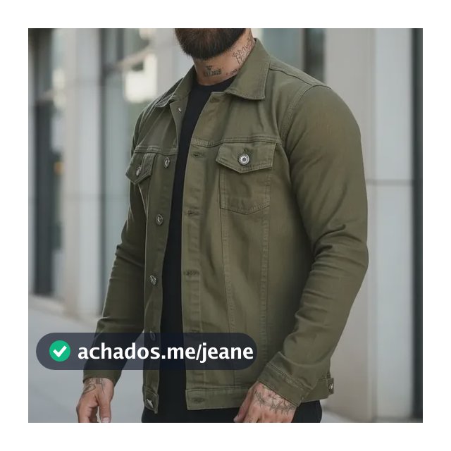 Jaqueta Sarja Jeans Premium Verde Militar Moda Com Elastano