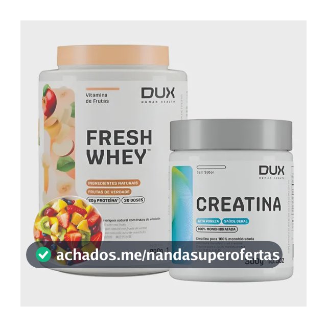 Whey 3w Protein Isolado Dux 900g + Creatina 100% Pura 300g Vitaminas De Frutas