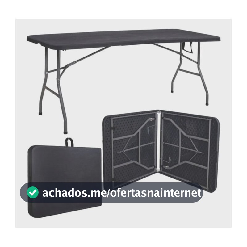 Mesa Dobrável Vira Maleta Com Alça Portátil 1.80m Para Campi Preto