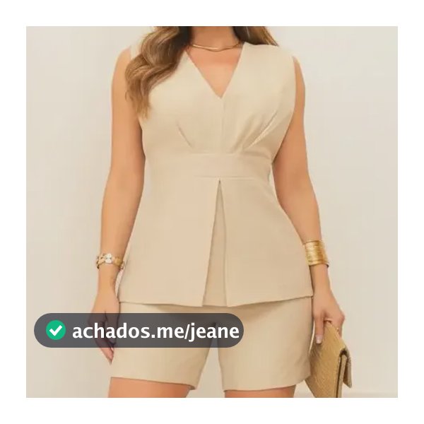Conjunto Alfaiataria Short E Blusa Acinturada Elegante Festa