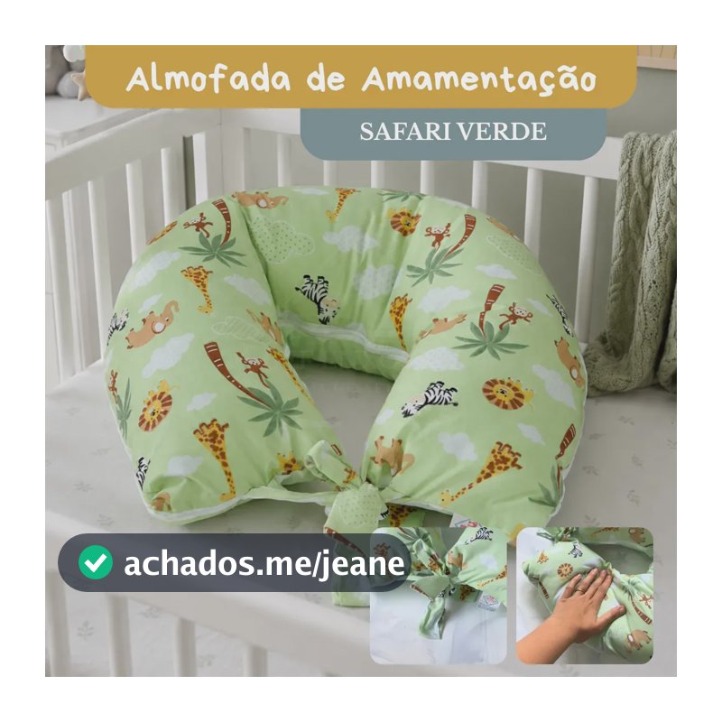 Almofada De Amamentação Para Bebê Travesseiro Super Macio Algodão Luxo Safari Verde