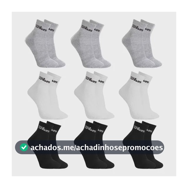 Kit 9 Pares Meias Wilson Cano Médio Masculino Adulto