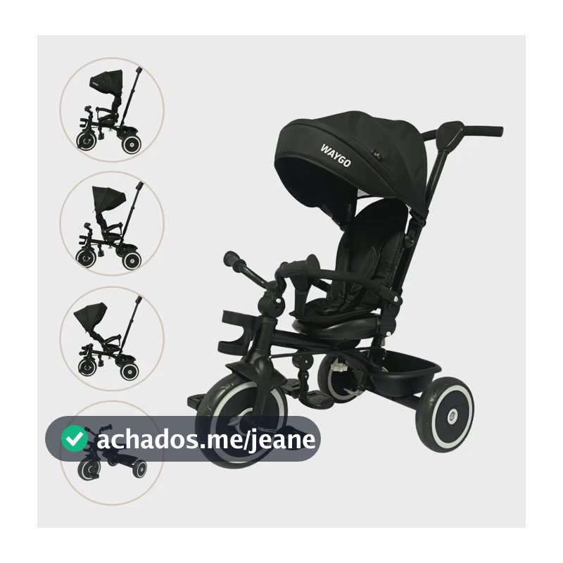 Triciclo Infantil Com Empurrador Waygo Maxi Toys Preto