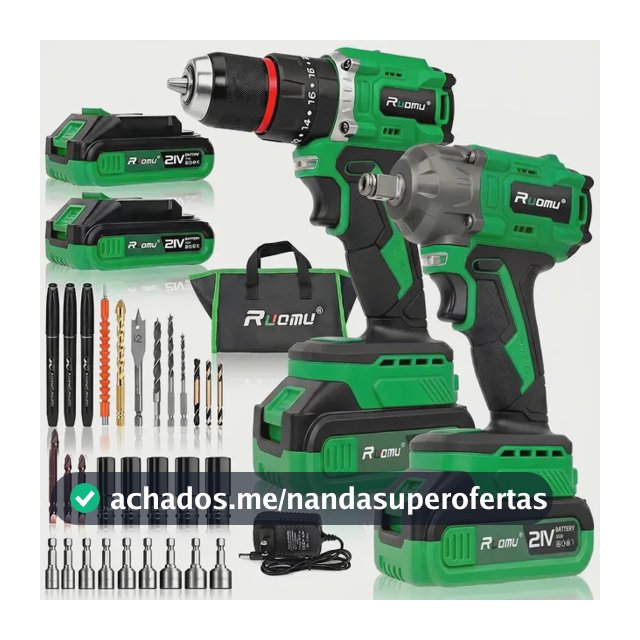 Kit Chave De Impacto + Furadeira Parafusadeira Brushless 21v 2 Baterias