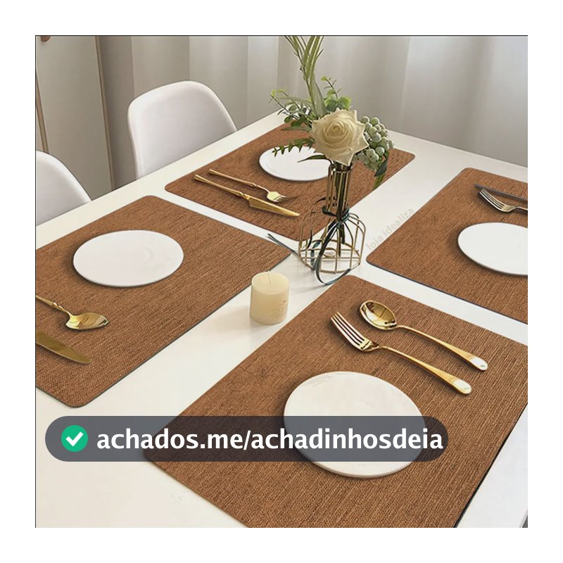 6 Jogo Americano Juta - Impermeável Limpa Facil Pvc CARAMELO claro escuro marrom café