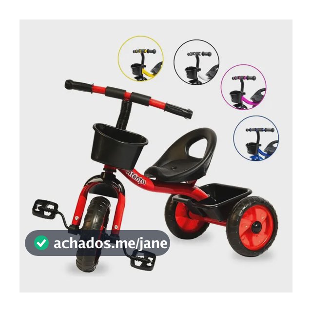 Triciclo Infantil 3 Rodas Brinquedo Passeio Com Cestinha Vermelho